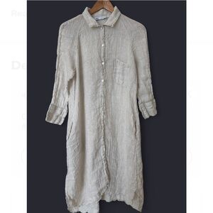 Zara Cream Linen Shirt Dress